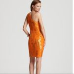 David Meister Silk Metallic Foiled Floral One Shoulder Orange Party Dress 6 Photo 1