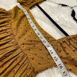 Eddy Jocelyn Puff Sleeve Fringe Dress in Honeycomb Rose Floral Medium NWT Gold Photo 3