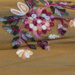 Forgotten Grace  Womens Mustard Yellow Embroidered Floral Wide Leg Pants Size M Photo 1