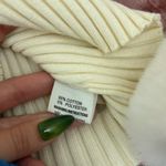 Boutique White Cardigan Sweater with Fur Collar and Cuffs Photo 6