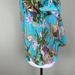 Anthropologie Love The Label Top Womens XL Blue Floral Puff Sleeve Asymmetrical Blue Photo 7