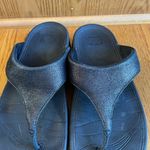 FitFlop Sandal Women 7 Lulu Black Shimmer Suede Thong Walking Toning EUC Photo 1