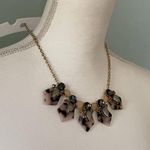 Loft Ann Taylor Art Deco Statement Necklace With Leopard Print And Gemstones Photo 1