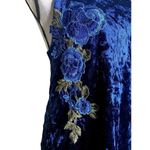 Charming Charlie  Floral Applique Crushed Velvet Cami Tank Top Blue Green Large Photo 4