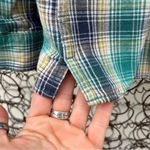 Duluth Trading Company blue green button down flannel cotton shirt Photo 3