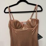 Rare London  Rose Gold Plunge Pencil Dress in High Shine 6 Photo 3