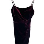 AQUA Ruched Velvet Mini Party Stretch Holiday Dress Size 8 Burgundy Photo 3