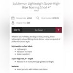 Lululemon  NWT Lightweight Super High Rise Training 4” Shorts Black Size 4 Photo 6