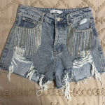 Adika  Jean Shorts Rhinestone Fringe Photo 0