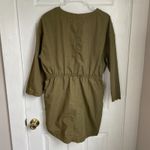 ZARA  Elastic Waist Khaki Green V-neck Tunic Dress size S Photo 2