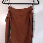 G by Guess Camel Off The Shoulders Open Sleeve Sweater  Photo 1