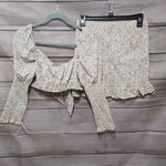 Love Tree Cream Floral Boho Cropped Blouse Ruffle Skirt 2 Piece Set Size Medium Photo 13