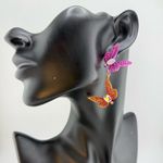 Betsey Johnson GARDEN GLAM DRAGONFLY DOUBLE DROP BUTTERFLY EARRINGS MULTI NEW Photo 0