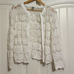 Anne Klein  Lace Cardigan XL Xtra Large White Long Sleeve Cropped CottageCore Photo 0