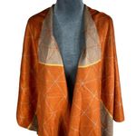 Boho‎ Shawl Poncho 48" Rust Orange Tan Yellow Lagenlook Viscose Fall Autumn NEW! Size L Photo 4