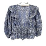 Olivaceous  eyelet embroidered ruffle top cropped flirty romantic blue white S Photo 4