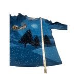 Collections Etc Womens Christmas Shirt Size Large Santa Sleigh Beads 2 Sided NW Blue Photo 2