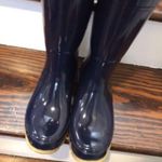 JOULES EVEDON Navy Blue Tall Rain Boots with Red Bows US Sz 8 Photo 5