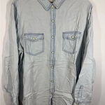 Mossimo Supply Co B6 vintage Mossimo light wash boyfriend fit denim pearl snap long sleeve Women s Photo 0