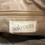 Sakroots  Crossbody Peace Bag Purse Coated Vinyl Black Tan Zip Pockets Photo 5
