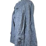 Liz Claiborne Women’s Linen Blend Blue Chambray Topper Shirt Jacket Shacket Sz L Boxy Classic Photo 3