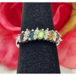 Cute Silver Tone Clear & Colorful Crystal Fashion Ring Size 7 Photo 7