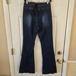 S.O.N.G Women Sz 9 29 Lace Up Back Fit N Flare Jeans Blue Stretch Denim Y2K Boho Photo 1