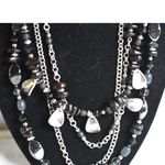 Premier Designs Vintage  Multi Strand Black Beads Silver Tone Metal Necklace Photo 1