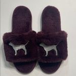 PINK - Victoria's Secret  Burgundy Slippers with Silver Dog Photo 0