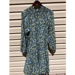 Mango   MNG Tapestry Long Sleeve Mini Dress‎ Floral Flowers Blue Yellow Size 2 Photo 4