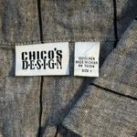 Chicos Design Size 1 US S Linen Button Front Shirt Top Grey Striped TINY FLAW Gray Photo 2
