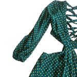 AFRM Lowell Green Polka Dot Print Dress Long Sleeve Cutout Tie Back Size Small Photo 3