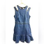 Bebe  Western Mini Denim Studded Dress size 10 Country Party Cocktail size 10 NWT Photo 4