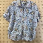 Vintage Blue Floral 90s collared button down short sleeve shirt y2k Size XL Photo 0