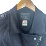 True Religion BLACK DENIM MOTO JACKET Size Large Biker Photo 2
