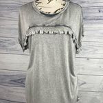 Cato Distressed Acid Wash Shirt Women S Short Sleeves Gray Scoop Neck Rayon Soft Photo 1