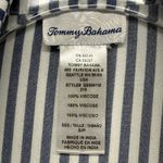 Tommy Bahama Shirt Dress Striped Fringe Hem Roll Tab Sleeve Casual S/P Photo 6