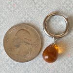 Handmade amber teardrop Czech glass simple minimalist hoop earrings🧡 Photo 5