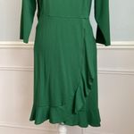 J.Jill Ponte Green Ruffle Hem Stretch Long Sleeve A-Line Midi Dress Size 1X Photo 4