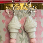 White and Pink Ice Cream Cone Earrings Photo 0