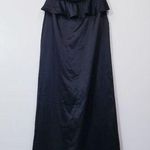 AMSALE Satin Peplum Strapless Long Gown Evening Dress Sweetheart Neckline Black Size 8 Photo 0