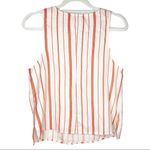 Everly Tie Front Cream Red Striped Tank Medium Photo 3