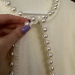 Commense Pearl Trim Ripped Hem Cardigan size XL White Photo 4