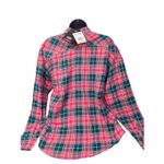 Dickies  Juniors Womens Long Sleeve Loose Fit Button-Down Shirt Pink Plaid‎ XS Photo 2