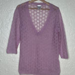 Old Navy Women’s Y2K Purple Open Knit Deep V-Neck Lightweight Sweater Size Large Photo 0