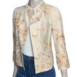 Tracy Reese New York Size 8 Tan Beige Embroidered Beaded Embellished Silk Jacket Photo 2
