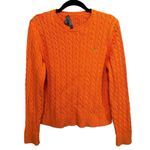 Ralph Lauren  Cable Knit Crewneck Sweater Large Orange Fisherman Preppy Academia Photo 1