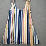 Pants Store Striped Mini Dress Women's Medium Tie Shoulder Scoop Neck Swing Blue Photo 3