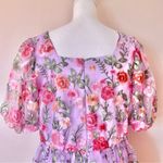 NoliaBae  Lavender Pink Red Floral Embroidered Puff Sleeve Tulle Dress. Photo 4