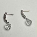 Swavorski Swarovski Crystal Bead Silver Tone Pierced Earrings (Swan Signed) Photo 0